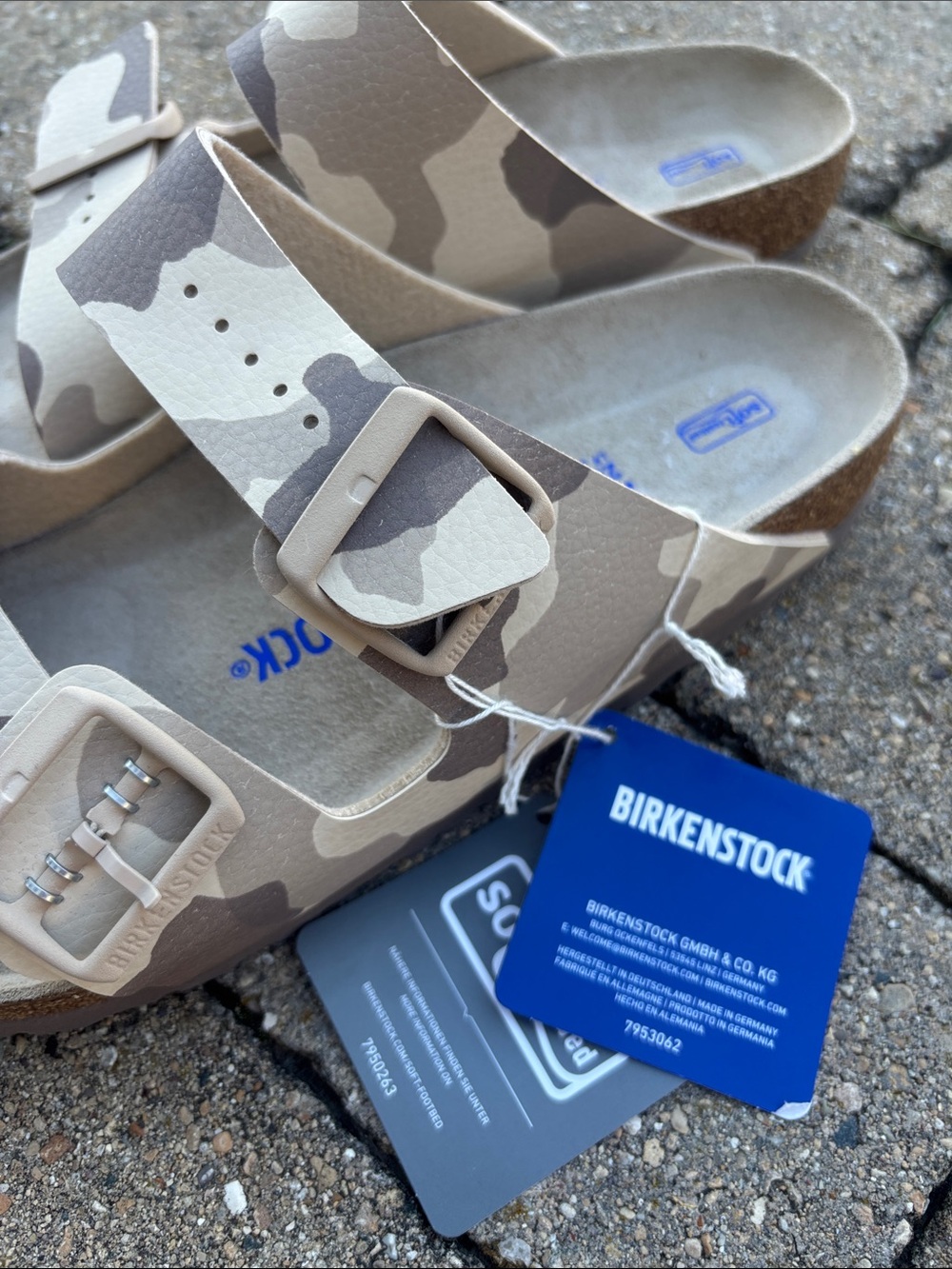 Birkenstock Neutral Camo Two-Strap Sandals - Adjustable Buckle Comfort - Picture 4 of 5